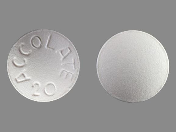 Pill ACCOLATE 20 White Round is Zafirlukast