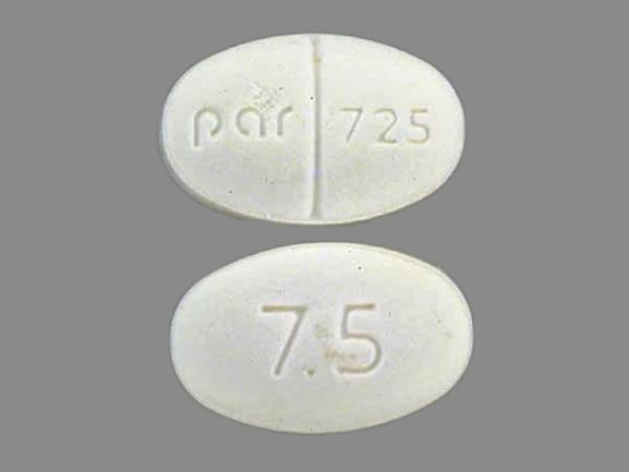 Pill par 725 7.5 White Elliptical/Oval is Buspirone Hydrochloride
