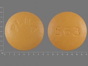 Pill 563 PLIVA Yellow Round is Cyclobenzaprine Hydrochloride