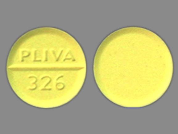 Pill PLIVA 326 Yellow Round is Bethanechol Chloride