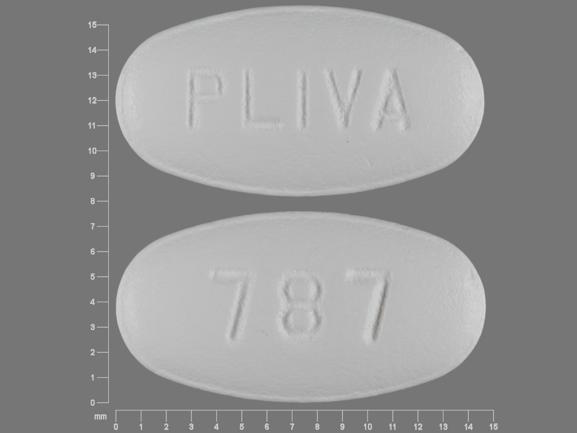 Pill PLIVA 787 White Oval is Azithromycin Monohydrate