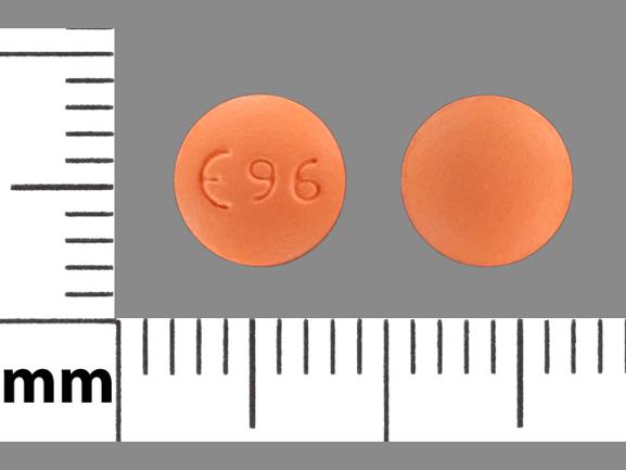Pill E96 Orange Round is Protriptyline Hydrochloride