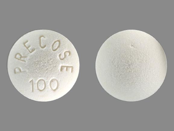 Pill PRECOSE 100 White Round is Precose