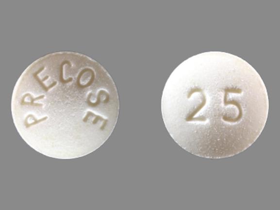 Pill PRECOSE 25 White Round is Precose