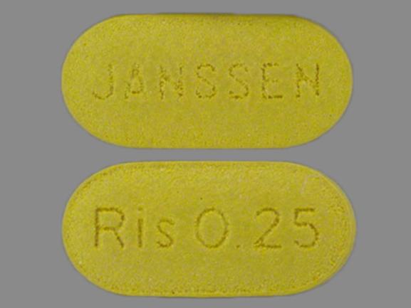 Pill Ris 0.25 JANSSEN Yellow Elliptical/Oval is Risperdal