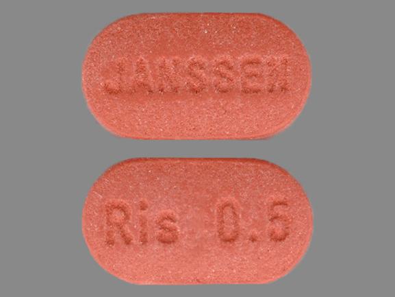 Pill JANSSEN Ris 0.5 Pink Oval is Risperdal