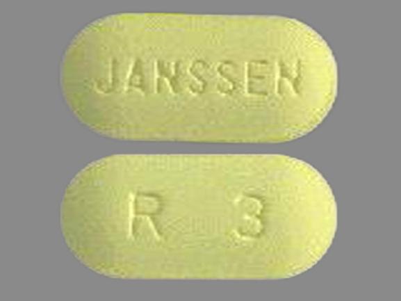 Pill JANSSEN R 3 Yellow Elliptical/Oval is Risperdal