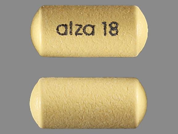 Pill alza 18 Yellow Elliptical/Oval is Concerta