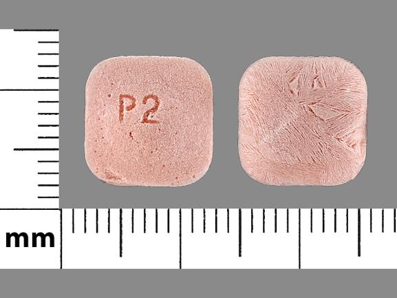 Pill P2 Peach Four-sided is Risperidone (Dispersible)
