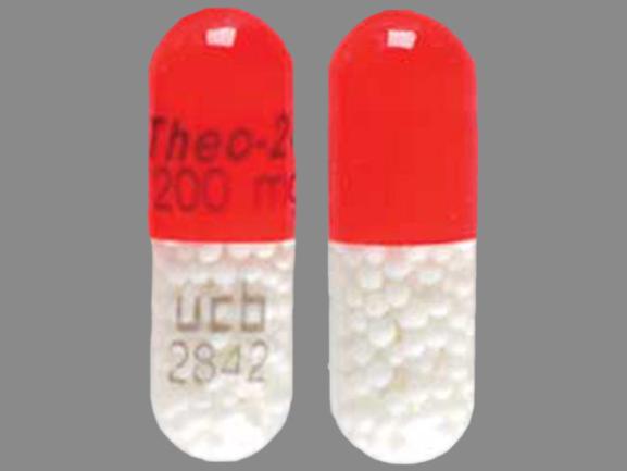 Pill Theo-24 200 mg ucb 2842 Orange Capsule-shape is Theo-24