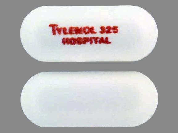 Pill TYLENOL 325 HOSPITAL White Capsule/Oblong is Tylenol Regular Strength