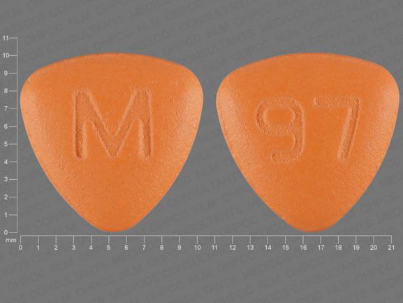 Pill M 97 Orange Three-sided is Fluphenazine Hydrochloride