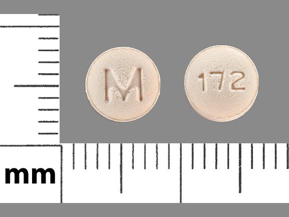 Pill M 172 Peach Round is Metolazone