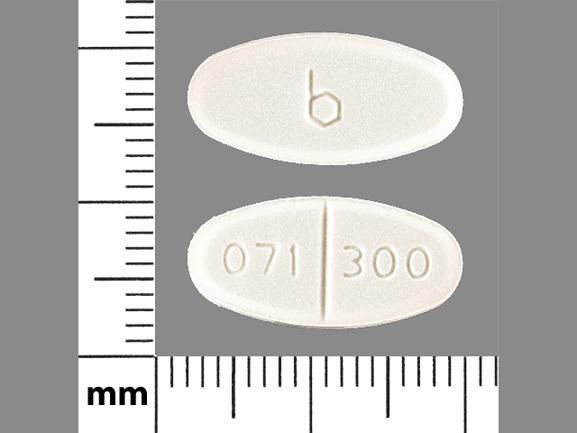 Pill b 071 300 White Elliptical/Oval is Isoniazid
