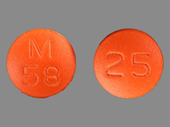 Pill M 58 25 Orange Round is Thioridazine Hydrochloride