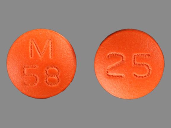 Pill M 58 25 Orange Round is Thioridazine Hydrochloride