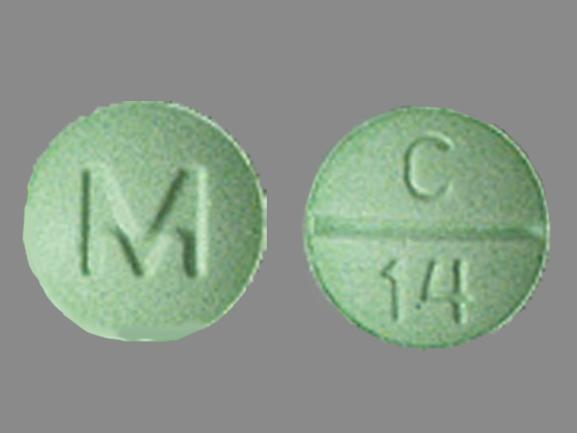Pill M C14 Green Round is Clonazepam