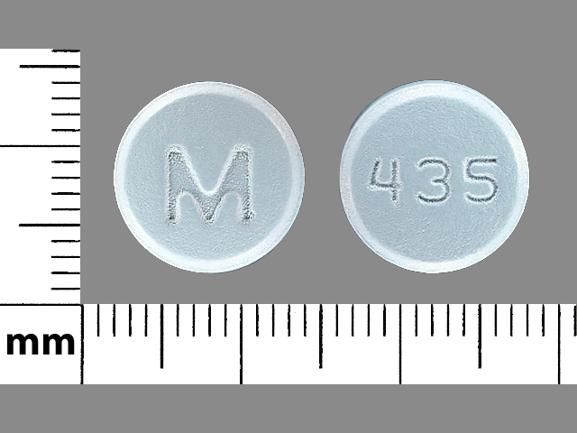 Pill M 435 Blue Round is Bupropion Hydrochloride