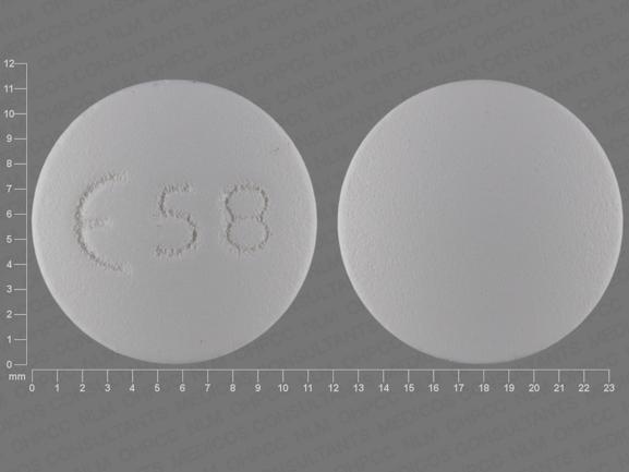 Pill E 58 White Round is Flavoxate Hydrochloride