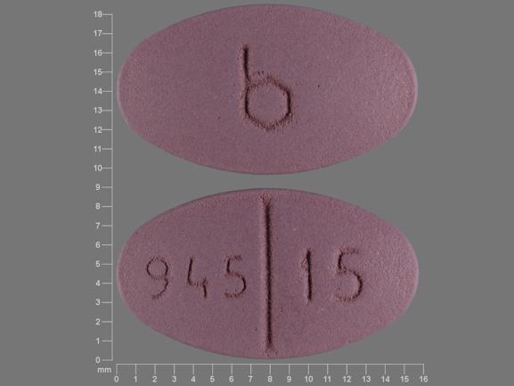 Pill b 945 15 Purple Elliptical/Oval is Trexall