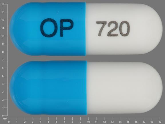 Pill OP 720 Blue Capsule-shape is Surmontil