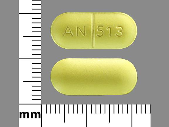 Pill AN 513 Yellow Capsule/Oblong is Salsalate