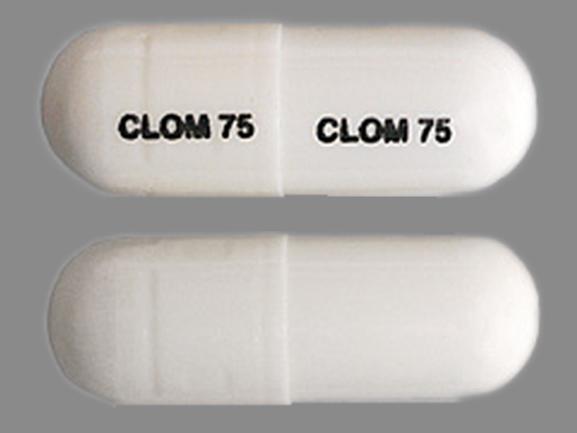 Pill CLOM 75 CLOM 75 White Capsule/Oblong is Clomipramine Hydrochloride