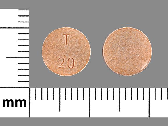Pill T 20 Orange Round is Enalapril Maleate