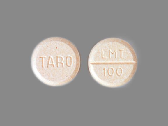 Pill TARO LMT 100 Peach Round is Lamotrigine