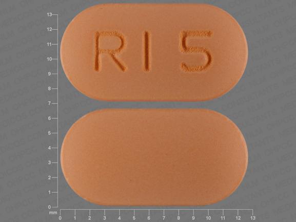 Pill RI5 Orange Capsule/Oblong is Risperidone