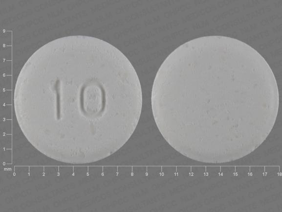 Pill 10 White Round is Rizatriptan Benzoate (Orally Disintegrating)