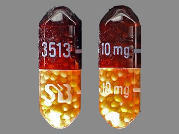 3513 10 mg SB 10 mg Pill  Brown  Capsule-shape  1400mm  - Drugscom  Pill Identifier