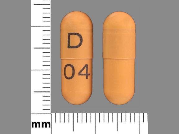 Pill D 04 Orange Capsule/Oblong is Gabapentin