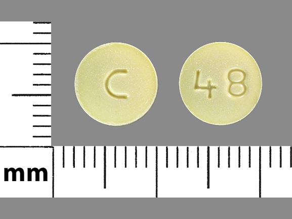 Pill C 48 Yellow Round is Olanzapine