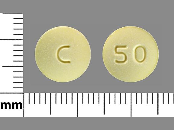 Pill C 50 Yellow Round is Olanzapine