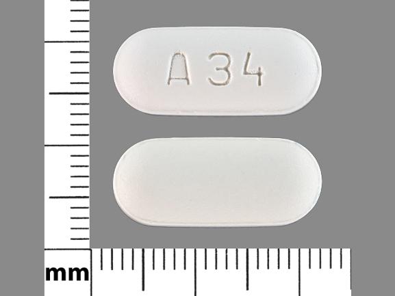 Pill A34 is Cefuroxime Axetil 500 mg