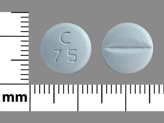 Pill C 75 Blue Round is Metoprolol Tartrate