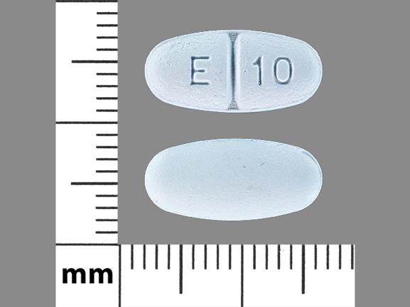 Pill E 10 Blue Oval is Levetiracetam