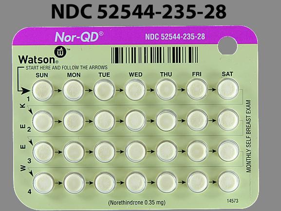 Pill 235 WATSON is Nor-QD 0.35 mg