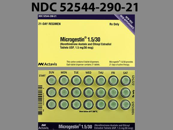 Microgestin 1.5 30 ethinyl estradiol 0.03 mg / norethindrone 1.5 mg P-D 916