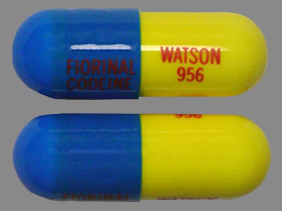Pill FIORINAL CODEINE WATSON 956 Blue & Yellow Capsule/Oblong is Fiorinal with Codeine