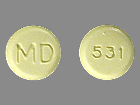 Pill MD 531 Yellow Round is Methylphenidate Hydrochloride