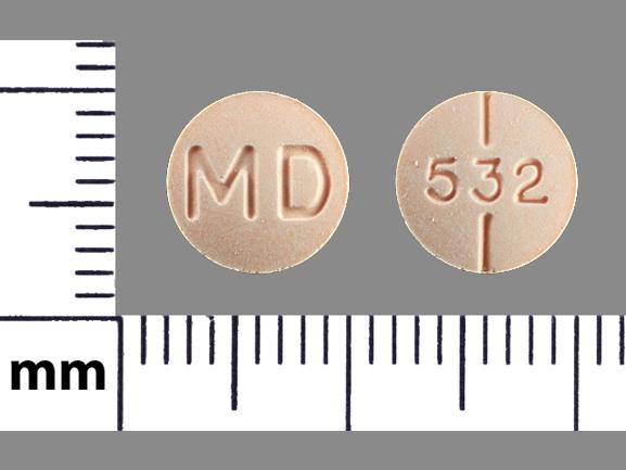 Pill MD 532 Orange Round is Methylphenidate Hydrochloride