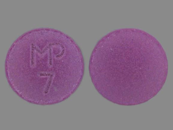 Pill MP 7 Purple Round is Hydroxyzine Hydrochloride