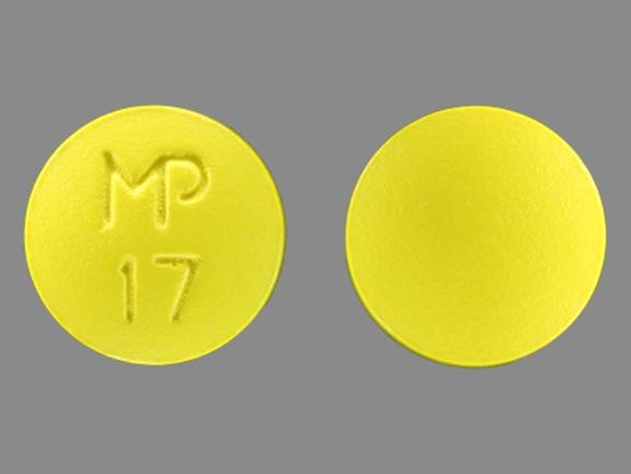 Pill MP 17 Yellow Round is Thioridazine Hydrochloride