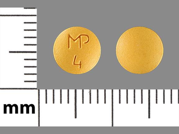 Pill MP 4 Yellow Round is Imipramine Hydrochloride