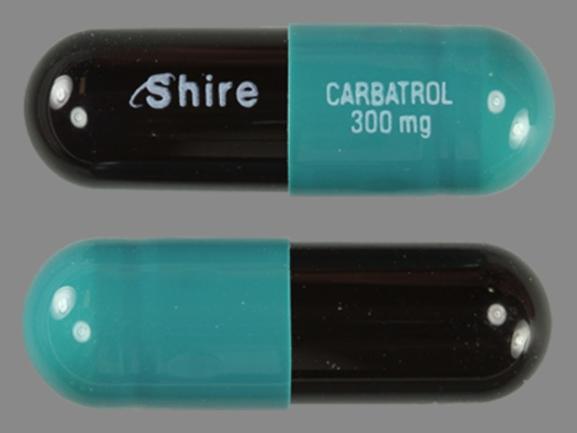 Pill Shire CARBATROL 300 mg Black & Teal Capsule/Oblong is Carbatrol