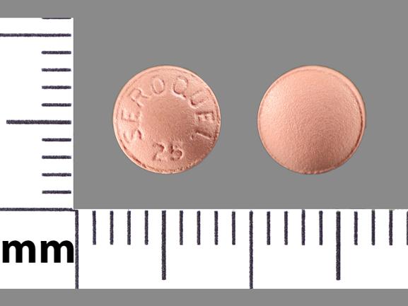 Pill SEROQUEL 25 Orange Round is Seroquel