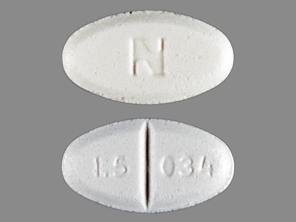 Pill N 1.5 034 White Oval is Glyburide (Micronized)