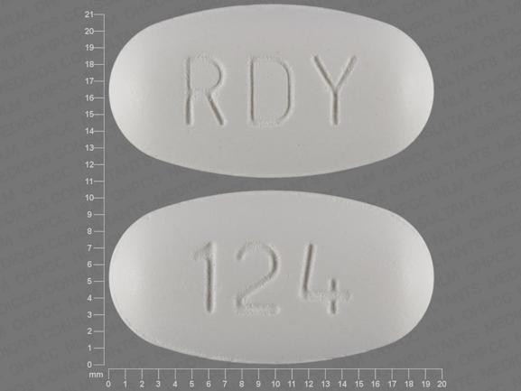 Pill RDY 124 White Elliptical/Oval is Atorvastatin Calcium